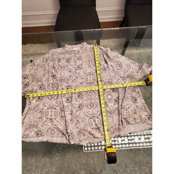 Blu Heaven Women's White Blue Paisley Rayon Long Sleeve Button Down Shirt Medium - Picture 10 of 11